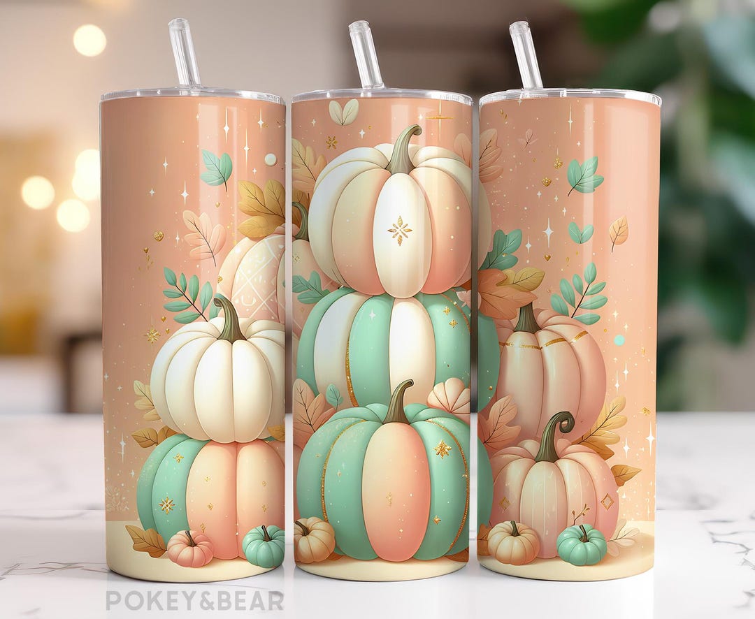 Pumpkin Tumbler Wrap PNG - Fall 20 Oz Skinny Tumbler Sublimation Design ...