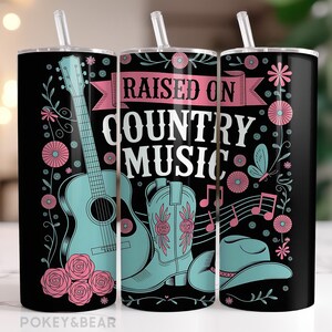 Gobelet emballé avec musique country, 20 oz, gobelet mince, sublimation, gobelet western, PNG, gobelet cow-girl, téléchargement transparent