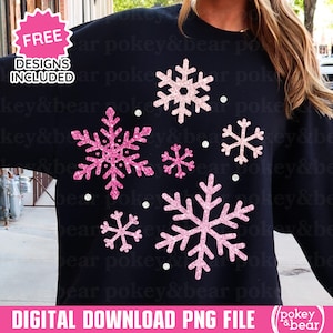 Glitter sneeuwvlok png sneeuwvlok sublimatie ontwerp roze kerst png pailletten kerst dtf sprankelende sneeuwvlok clipart sneeuwvlok shirt png