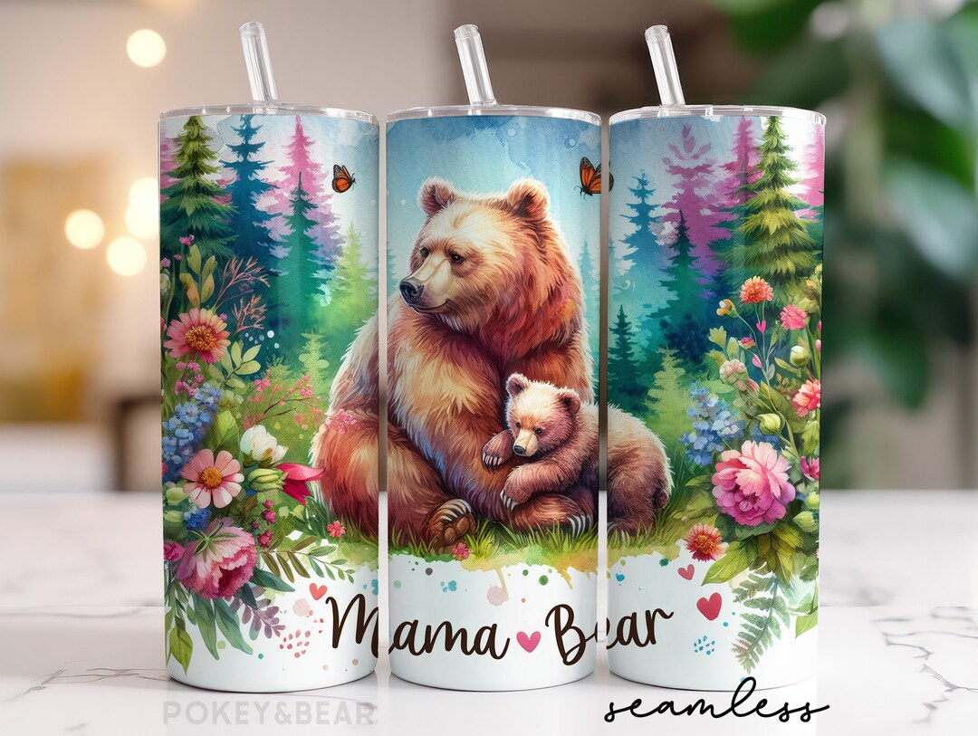 Floral Mama Bear Tumbler Wrap 20 Oz Skinny Tumbler Sublimation Design ...