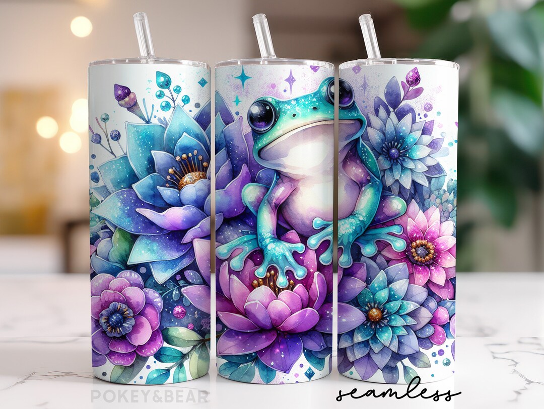 Floral Tree Frog Tumbler Wrap 20 Oz Skinny Tumbler Sublimation Design ...