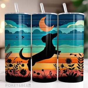 Dackel Becher Wrap 20 Unzen Skinny Tumbler Sublimation Design Hund Becher Png Doxie Tumbler Design Nahtloser digitaler Download