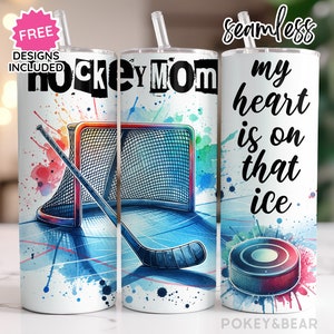 Eishockey Mom Tumbler Wrap 20 Unzen Skinny Tumbler Sublimation Design Hockey Tumbler Png Mein Herz ist auf diesem Eis Tumbler Design Nahtlos