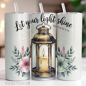 Let Your Light Shine Tumbler Wrap 20 oz Skinny Tumbler Sublimatieontwerp Christian Tumbler Png Bijbelvers Tumbler Design Naadloze Download