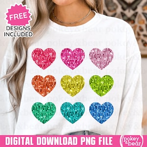 Glitter hart Valentijnsdag png-sublimatieontwerp regenboog png-pailletten Valentijnsdag png-valentijnsshirt png-ontwerp downloaden