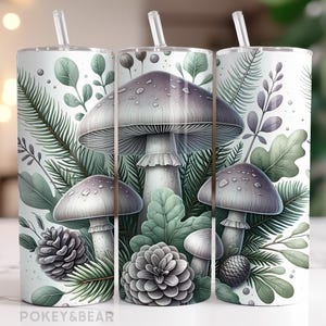 Gobelet enveloppant champignon 20 oz gobelet skinny design sublimation gobelet champignon vénéneux Png design gobelet forêt en téléchargement numérique transparent