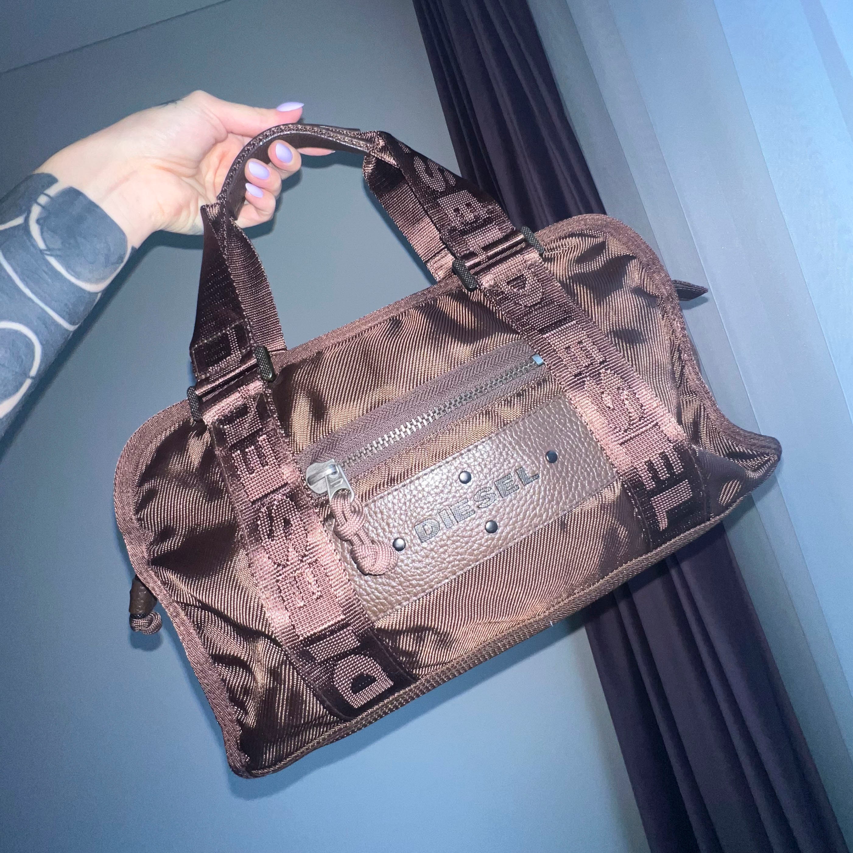Diesel Brown Nylon Tote Bag - Etsy