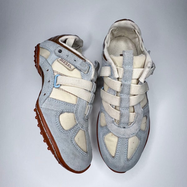 Diesel archive white / blue chunky trainers