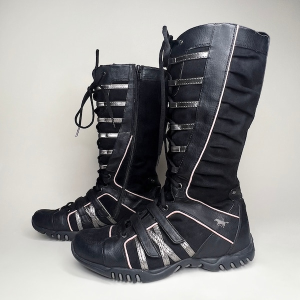 Bottes moto en cuir noires Mustang