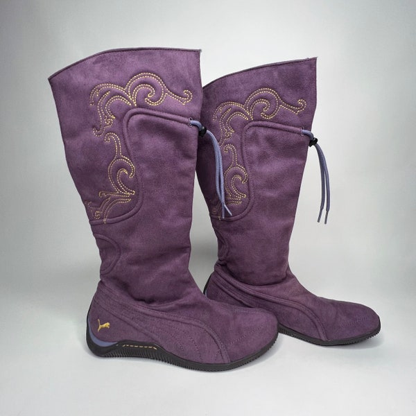 Puma archive purple faux suede leather boots