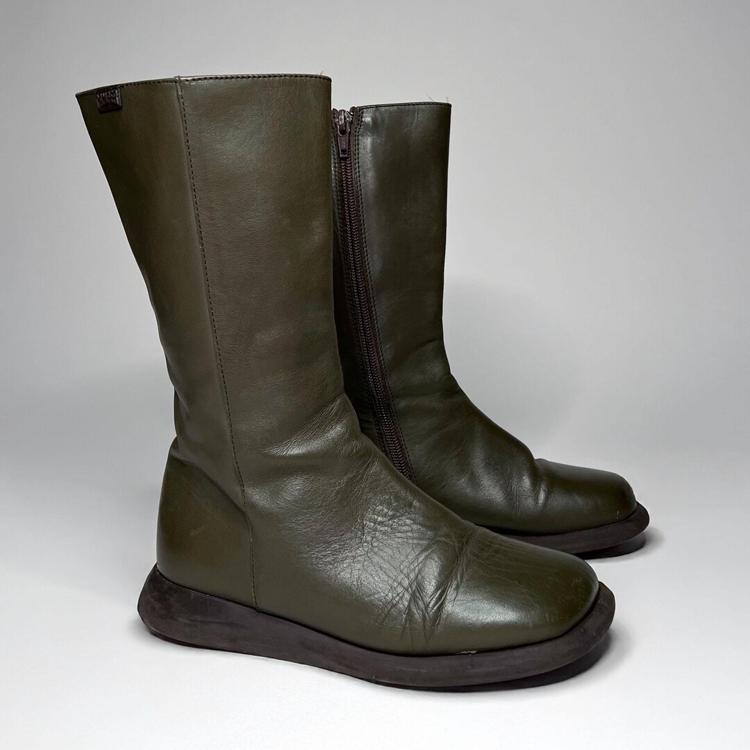 Camper Archive Green Leather Cargo Boots / EUR 35 - Etsy
