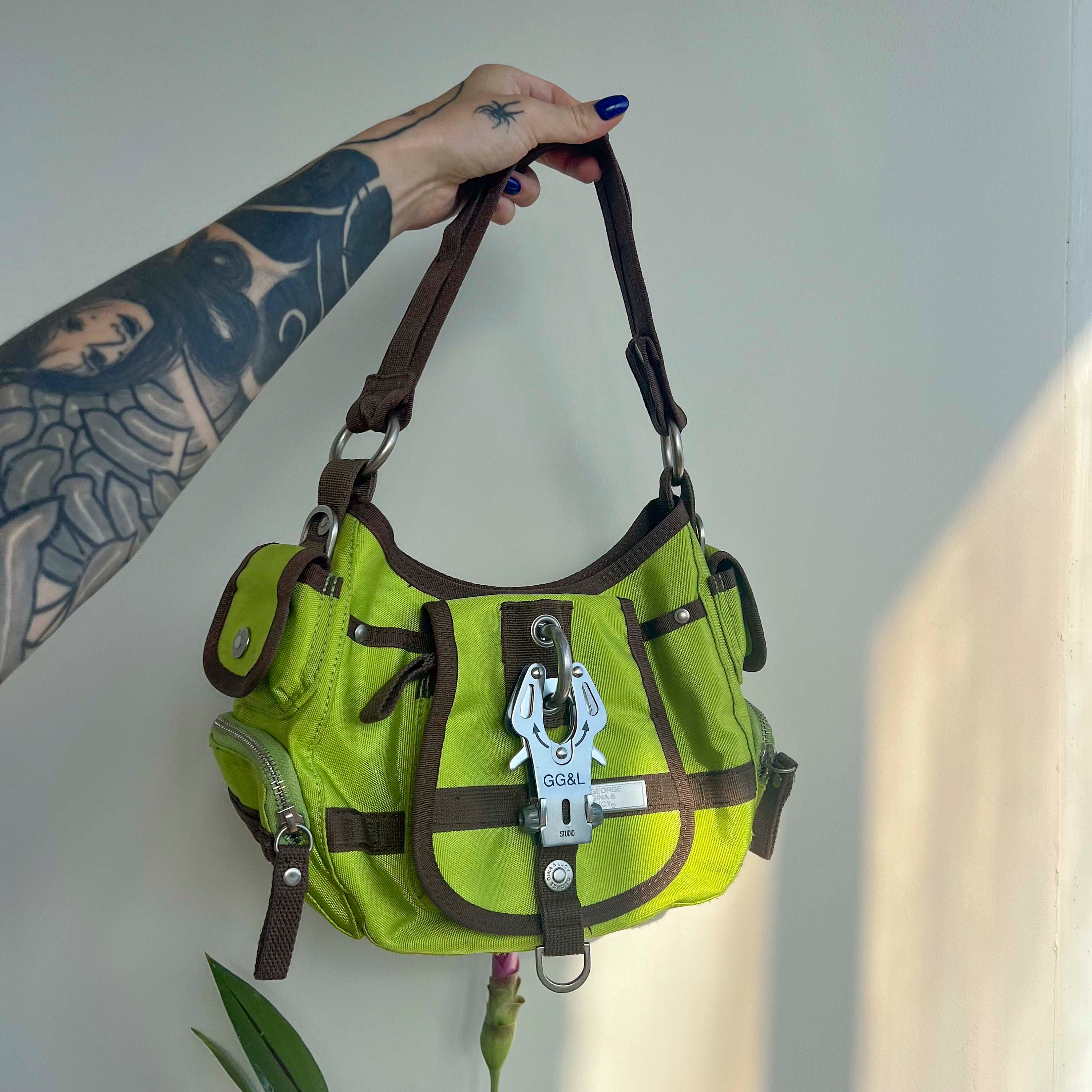 George Gina Lucy GG&L Multi Pocket Small Neon Green Cargo Bag - Etsy