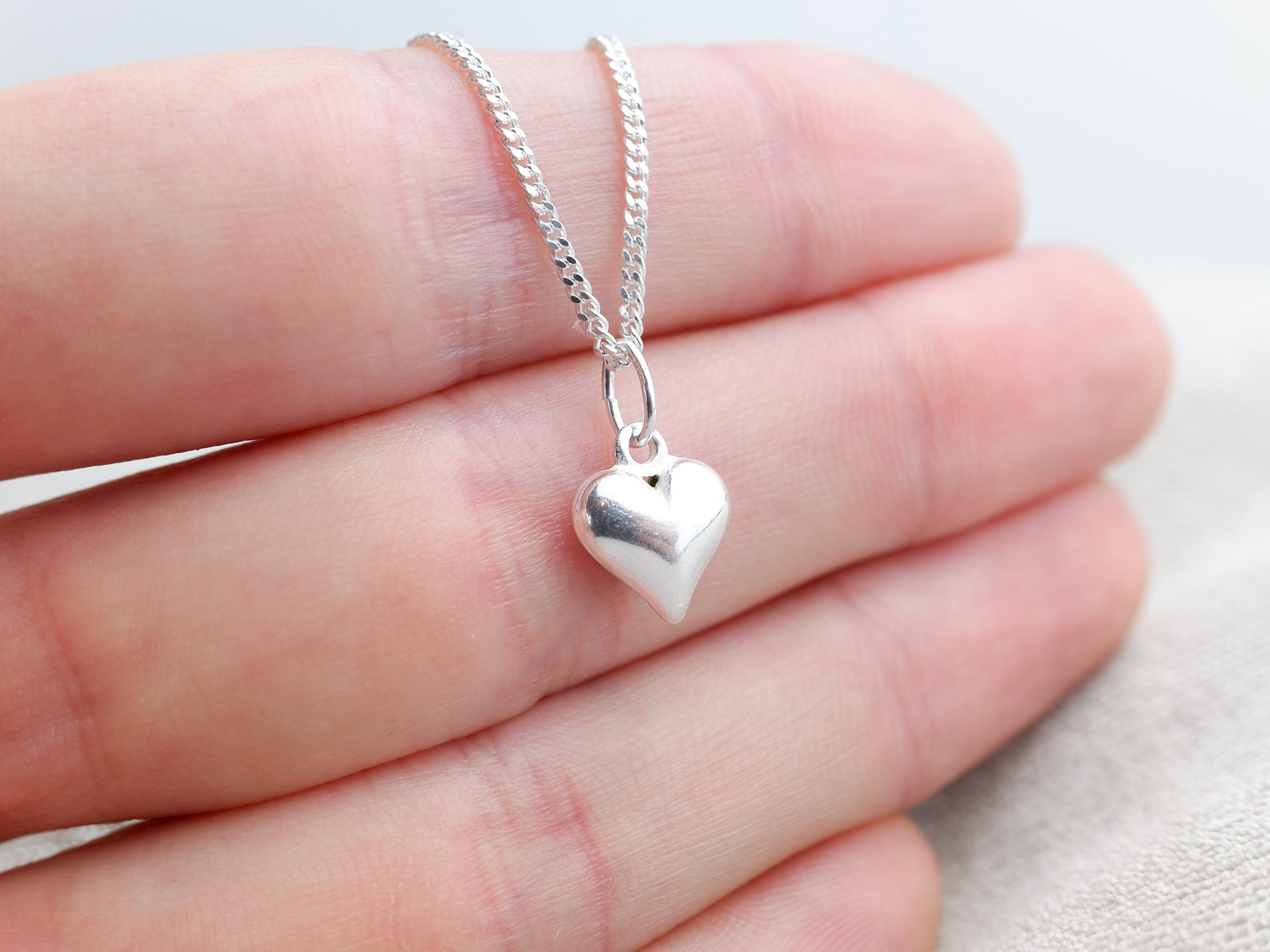 Puffed diamond 2024 heart necklace