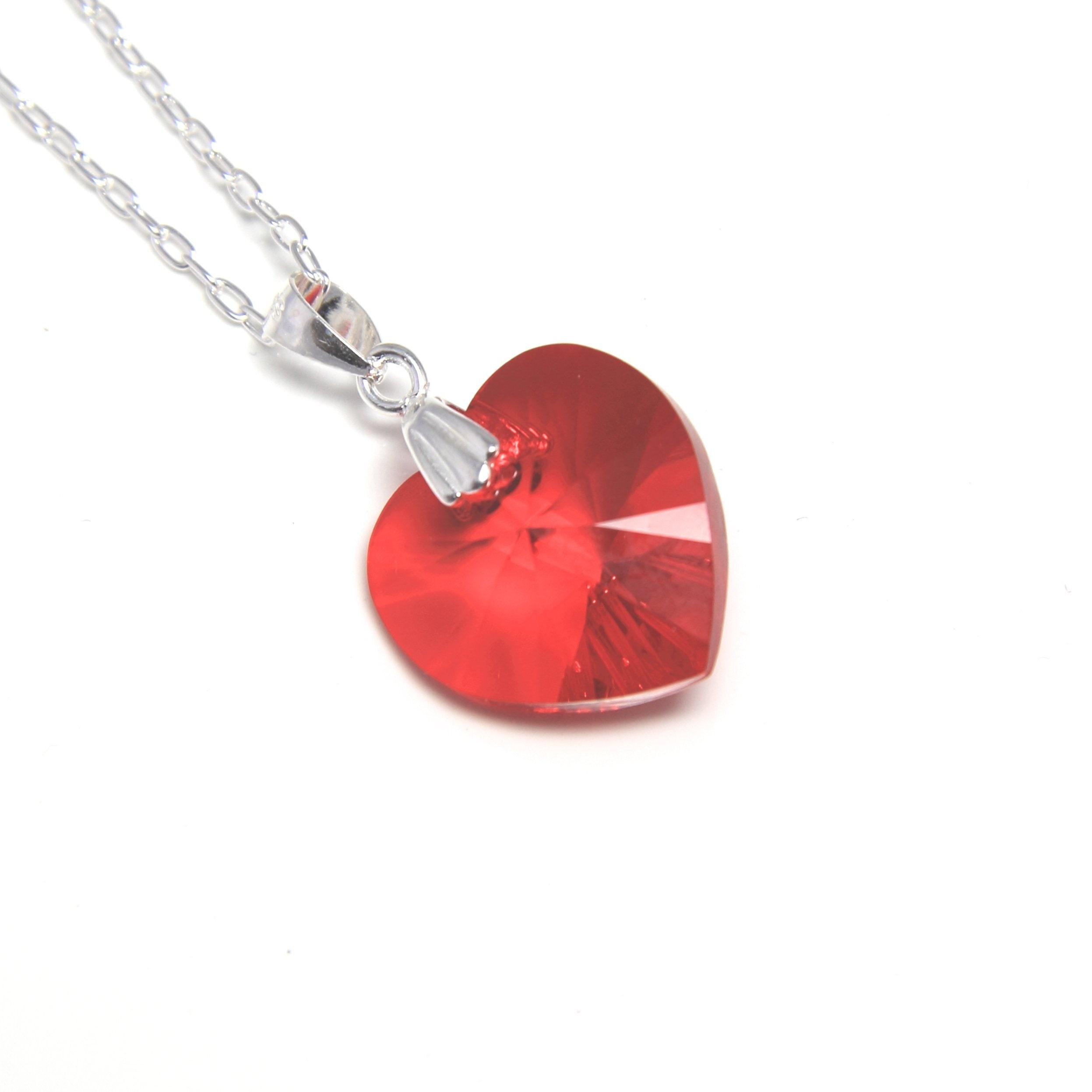 Swarovski Crystal Large Heart Pendant Necklace Light Siam | Etsy