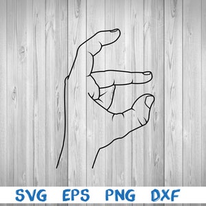 Puede incluir: Un dibujo en blanco y negro de una mano haciendo un gesto de pellizco.