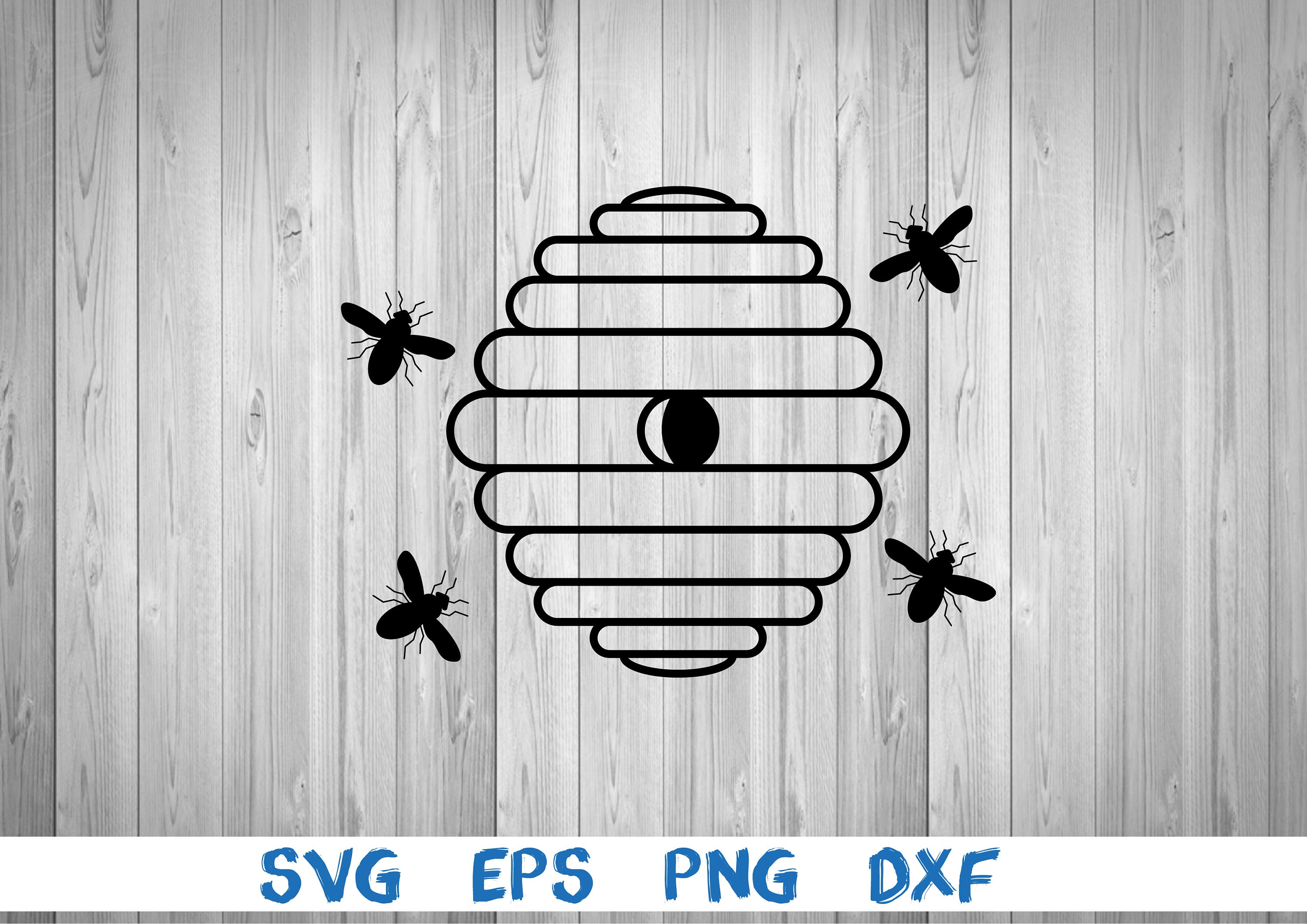 Bee and beehive, bee, beehive, silhouette, picture, svg, png, eps, dxf, digital download file