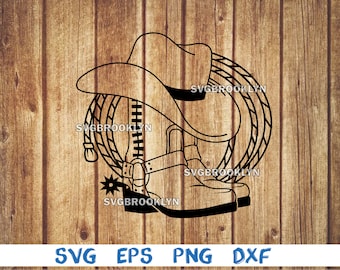 Cowboy boots, lasso, rope, rodeo lasso, boots and lasso, silhouette, picture, svg, png, eps, dxf, digital download file