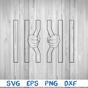 Gevangenis, gevangenis, buigen gevangenis bars, silhouet, foto, svg, png, eps, dxf, digitale download bestand
