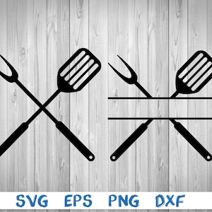 Barbecue, bbq, monogram, Carving Fork and Grilling Spatula, picture, svg, png, eps, dxf, digital cricut file