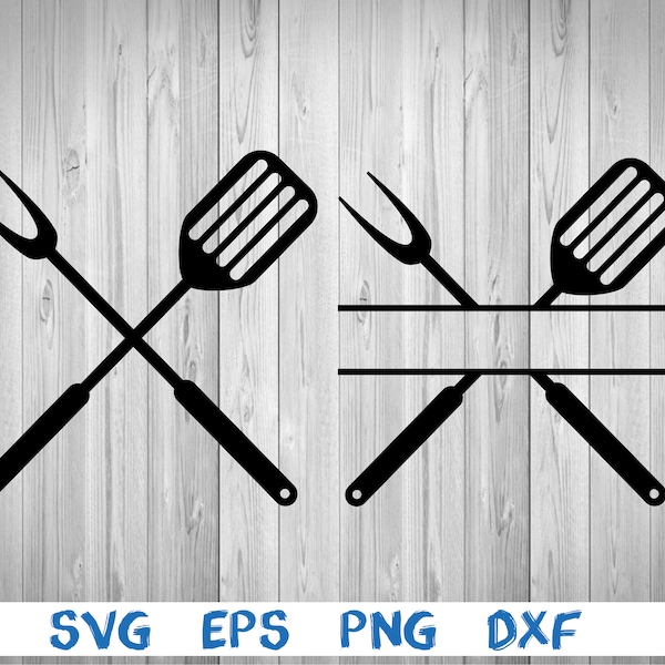 Barbecue, bbq, monogram, Carving Fork and Grilling Spatula, picture, svg, png, eps, dxf, digital cricut file