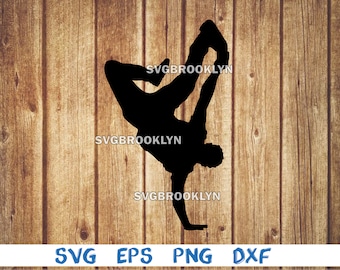 Breakdancer, silhouet, breakdance, breakdance, man, svg, png, eps, dxf, digitaal bestand