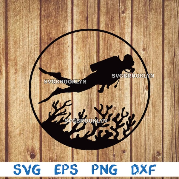 Scuba diver, diver, underwater, silhouette, diving, svg, png, eps, dxf, digital file