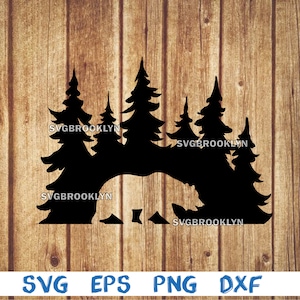Bear, forest, landscape, bear in forest, picture, svg, png, eps, dxf, digital cricut file