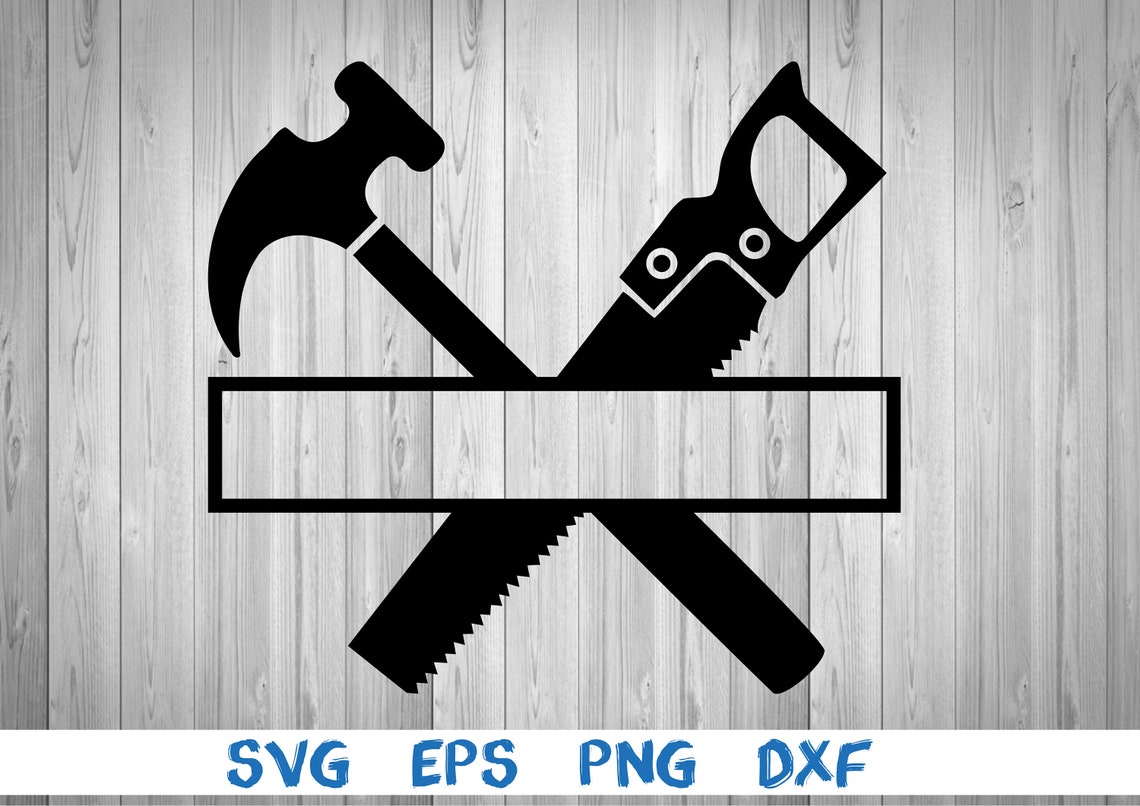 Saw hammer crossed crossing monogram picture svg png | Etsy