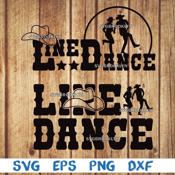 Line Dance, Logo, Linedance, tanzender Cowboy, tanzendes Cowgirl, Country Dance, svg, png, eps, dxf, digitale Datei