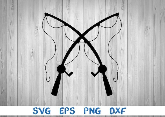 Crossed Fishing Rod, Pole, Hook, Svg, Png, Eps, Dxf, Digital Download File  -  Canada