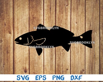 Red drum fish, red fish, silhouette, picture, svg, png, eps, dxf, digital download file