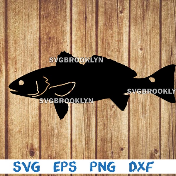 Red drum fish, red fish, silhouette, picture, svg, png, eps, dxf, digital download file