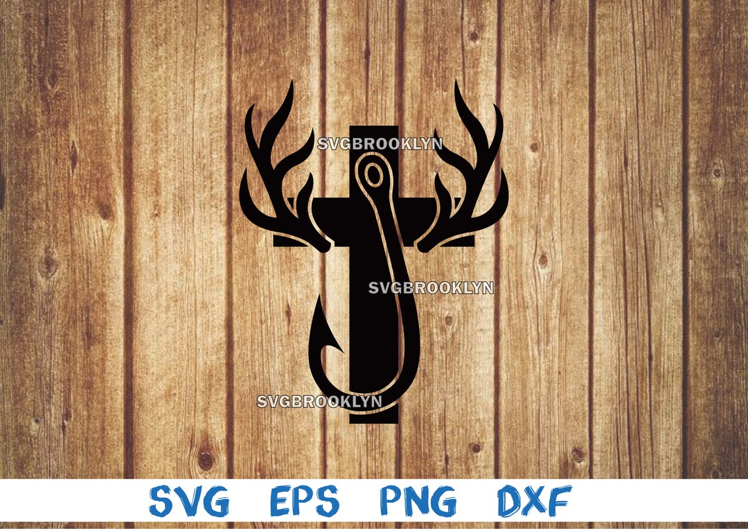 Deer Antler, Cross, Fishing Hook, Svg, Png, Eps, Dxf, Digital File Etsy