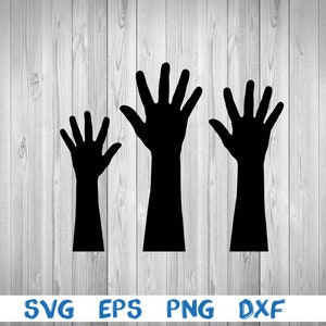 Mains levées, mains levées, silhouette, image, svg, png, eps, dxf, fichier cricut numérique