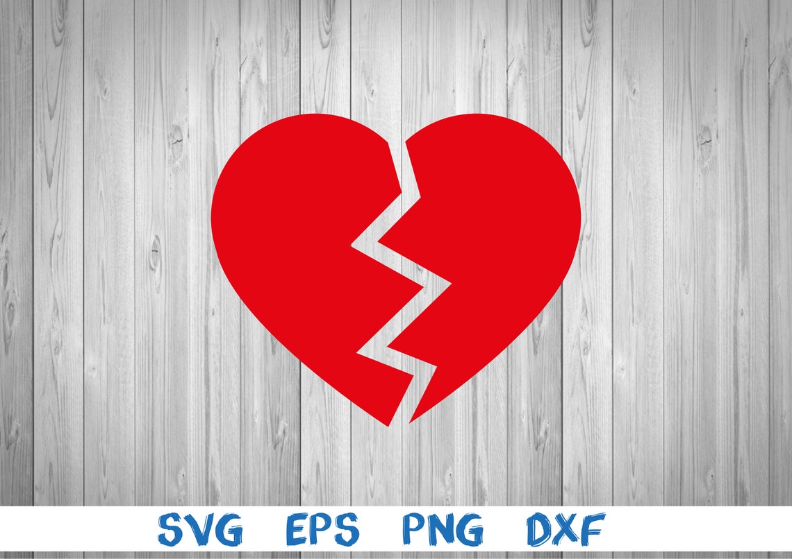 Broken Heart Heart Silhouette Picture Svg Png Eps Dxf - Etsy Canada