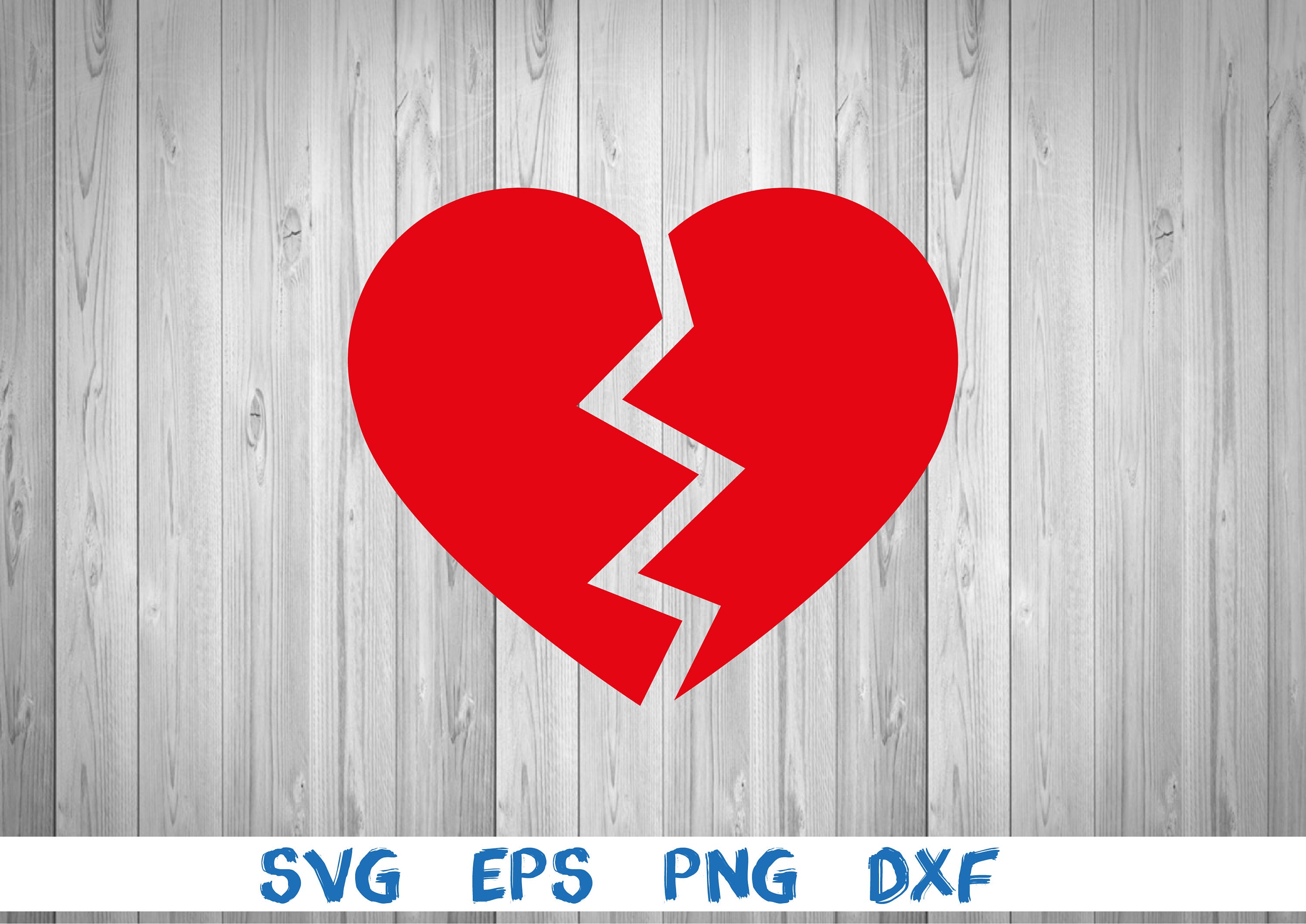 Broken Heart Heart Silhouette Picture Svg Png Eps Dxf - Etsy