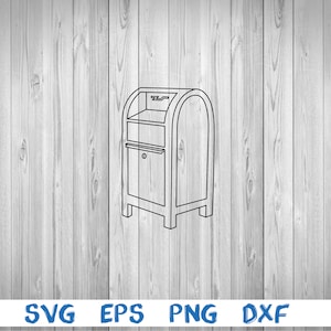 Puede incluir: Un dibujo en blanco y negro de un buzón con la parte superior redondeada y una puerta en la parte delantera.