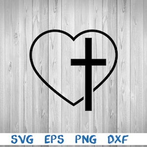 Cross, heart, cross into heart, silhouette, picture, svg, png, eps, dxf, digital download file