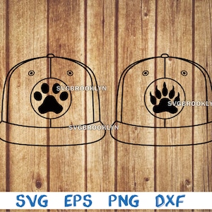 Paw on hat, dog paw, bear paw, cap, hat, svg, png, eps, dxf, digital file