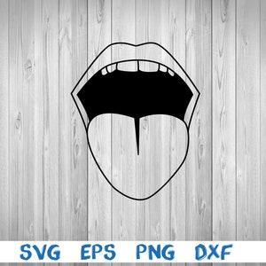 Open mouth sticking out tongue, silhouette, picture, svg, png, eps, dxf, digital download file