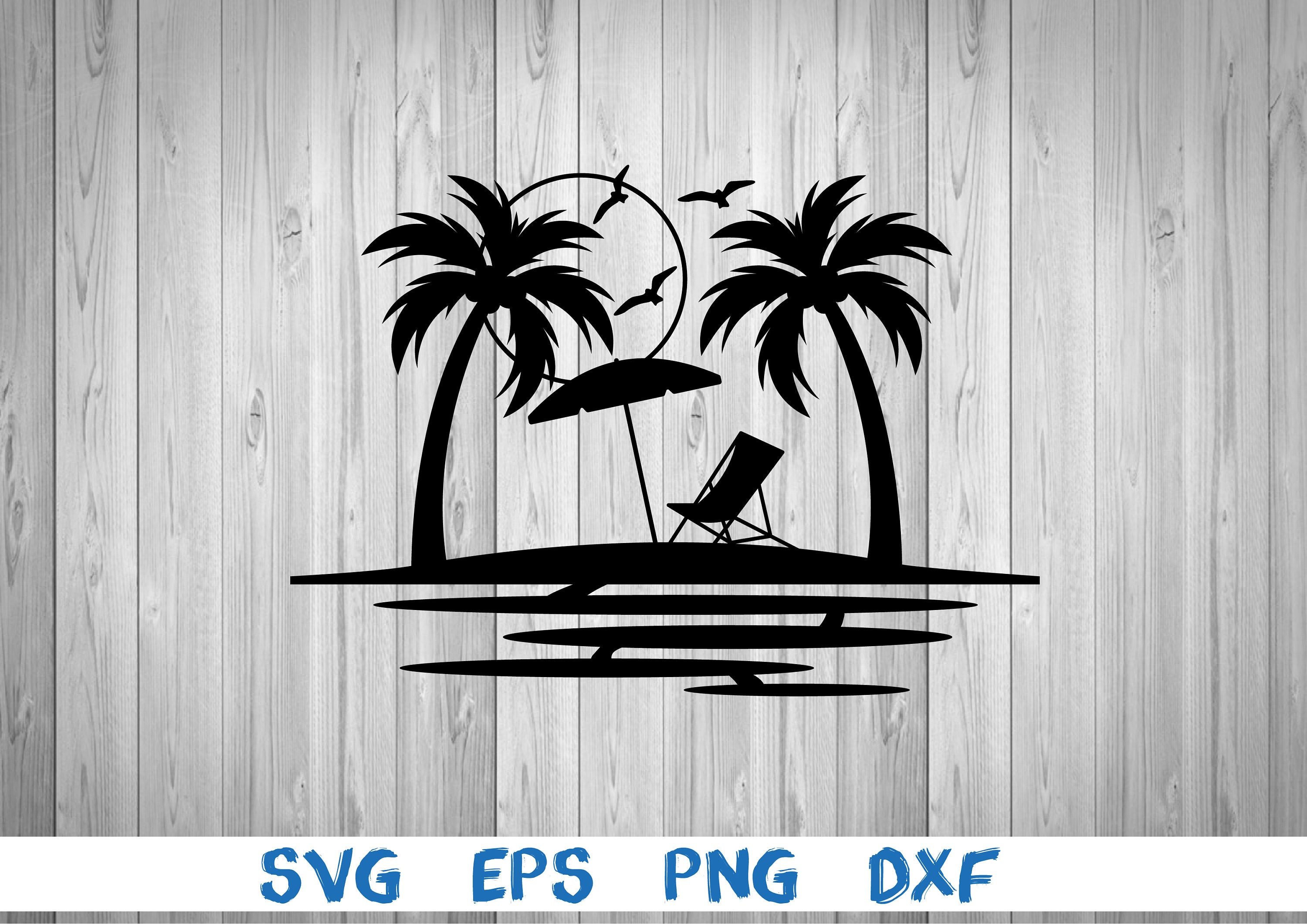 Palm tree tropical island sunset beach chair beach Etsy