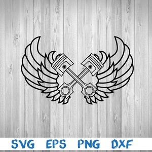 Motor pistons, wings, motor pistons with wings, silhouette, picture, svg, eps, dxf, png, digital download file
