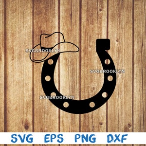 Cowboy hat on horseshoe, cowboy hat, horseshoe, western, silhouette, svg, png, eps, dxf, digital file