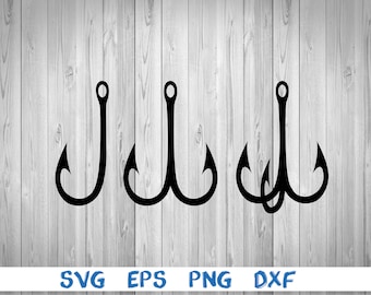 Fishing, fishhook, fishing pin, triple, svg, png, eps, dxf, digital download file