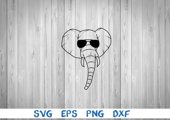 Tête d'éléphant avec lunettes de soleil, contour, éléphant, visage