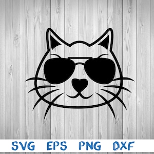 Cat with sunglasses, cat, sunglasses, silhouette, picture, svg, png, eps, dxf, digital download file