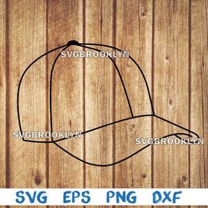 May include: Black and white outline of a baseball cap with the text "SVGBROOKLYN" on the front and side.