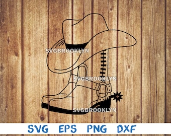 Cowboylaarzen, cowboyhoed, foto svg, png, eps, dxf, digitaal afdrukbaar downloadbestand