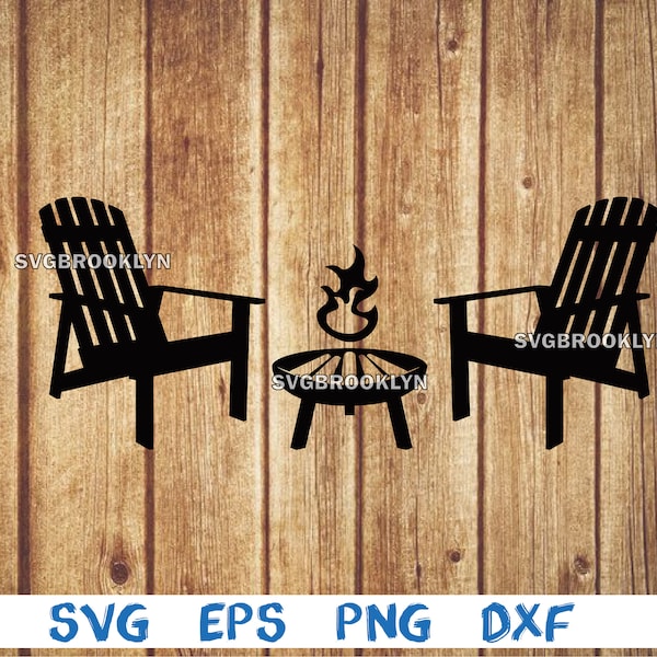 Adirondack chair, beach chair, camp fire, silhouette, svg, png, eps, dxf, digital file