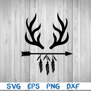 Deer antlers and arrow, deer antler, arrow, silhouette, picture, svg, png, eps, dxf, digital download file